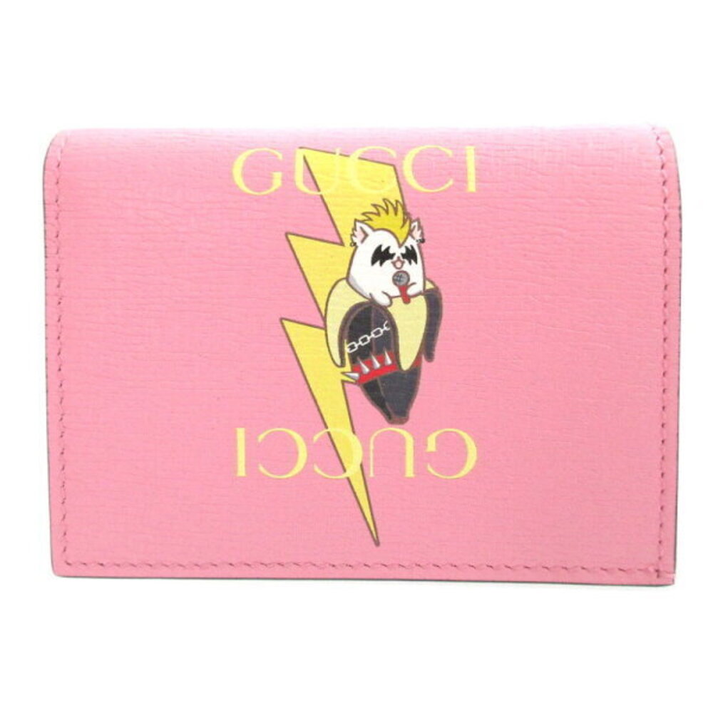 Gucci Bananya Leather Pink Bifold Wallet
